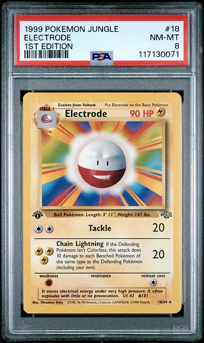 1999 Pokemon Jungle 18 Electrode 1st Edition PSA 8