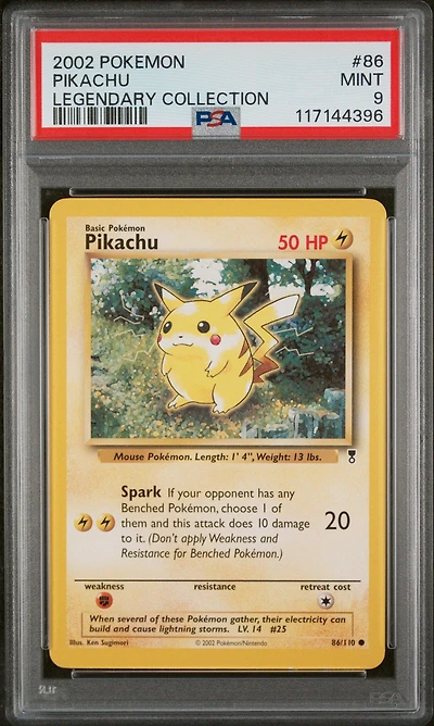 2002 Pokemon Legendary Collection 86 Pikachu PSA 9