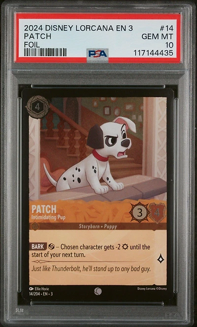 2024 Disney Lorcana En 3-into The Inklands 14 Patch - Intimidating Pup Foil PSA 10