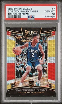2018 Panini Select 7 Shai Gilgeous-alexander Tri-color Prizm PSA 10