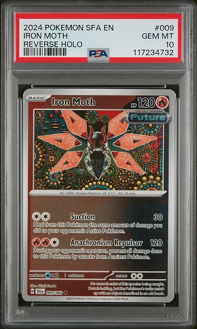 2024 Pokemon Sfa En-shrouded Fable 009 Iron Moth Reverse Holo PSA 10
