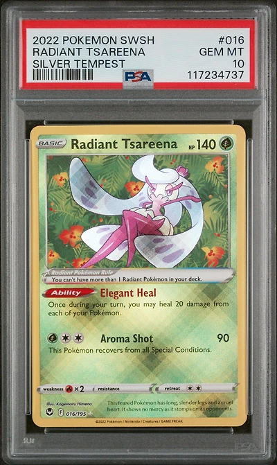 2022 Pokemon Sword & Shield Silver Tempest 016 Radiant Tsareena PSA 10
