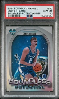 2024 Bowman Chrome University Boundless Potential Bp3 Cooper Flagg Refractor PSA 10