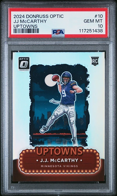2024 Panini Donruss Optic Uptowns 10 Jj Mccarthy PSA 10