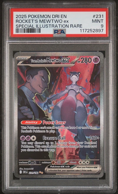 2025 Pokemon Dri En-destined Rivals 231 Team Rocket's Mewtwo Ex Special Illustration Rare PSA