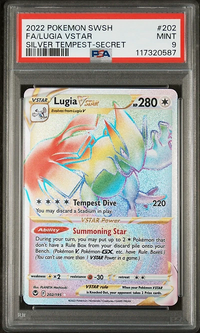 2022 Pokemon Sword & Shield Silver Tempest 202 Full Art/lugia Vstar Secret PSA