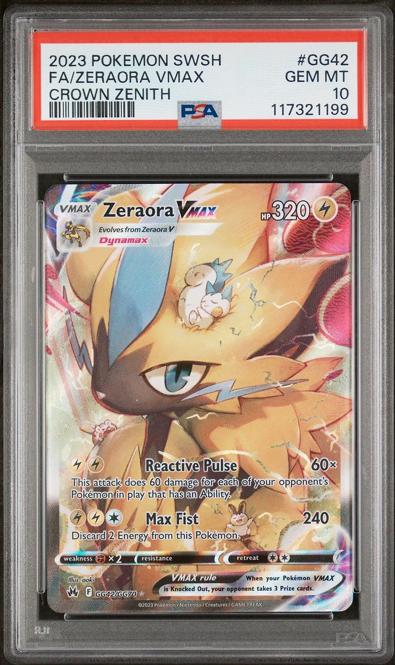 2023 Pokemon Sword And Shield Crown Zenith Gg42 Full Art/zeraora Vmax PSA 10