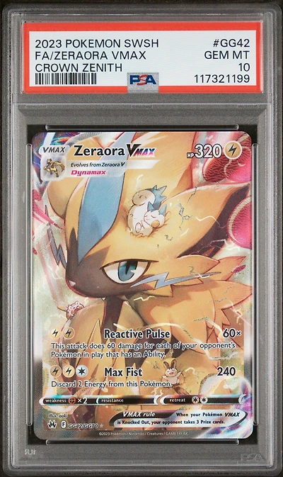 2023 Pokemon Sword And Shield Crown Zenith Gg42 Full Art/zeraora Vmax PSA 10