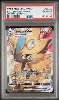 2023 Pokemon Sword And Shield Crown Zenith Gg42 Full Art/zeraora Vmax PSA 10