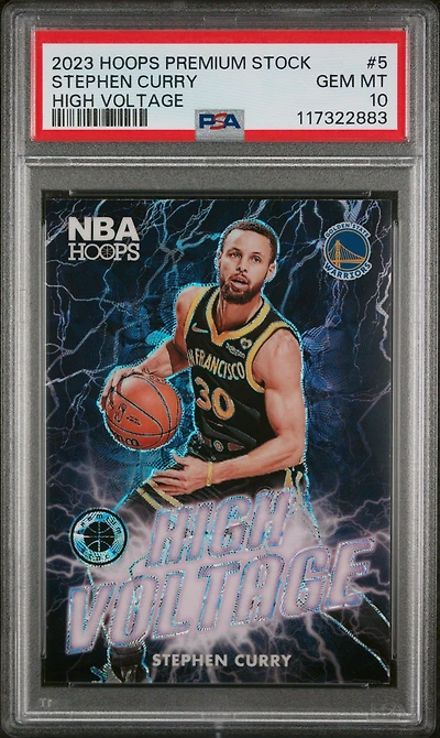 2023 Panini Hoops Premium Stock High Voltage 5 Stephen Curry PSA 10