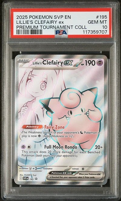 2025 Pokemon Svp En-sv Black Star Promo 195 Lillie's Clefairy Ex Lillie Premium Tournament Collection PSA