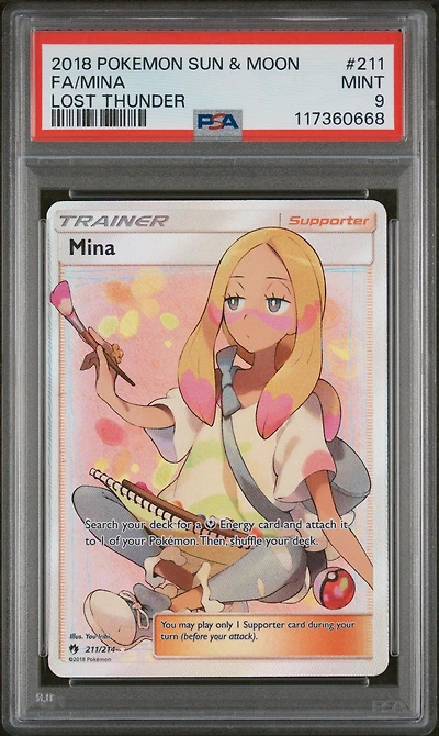 2018 Pokemon Sun & Moon Lost Thunder 211 Full Art/mina PSA 9