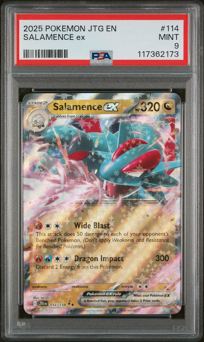 2025 Pokemon Jtg En-journey Together 114 Salamence Ex PSA 9