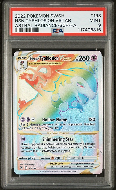 2022 Pokemon Sword & Shield Astral Radiance 193 Full Art/hisuian Typhlosion Vstar Secret PSA