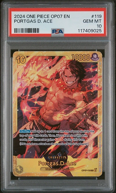 2024 One Piece Op07-500 Years In The Future 119 Portgas D. Ace PSA 10