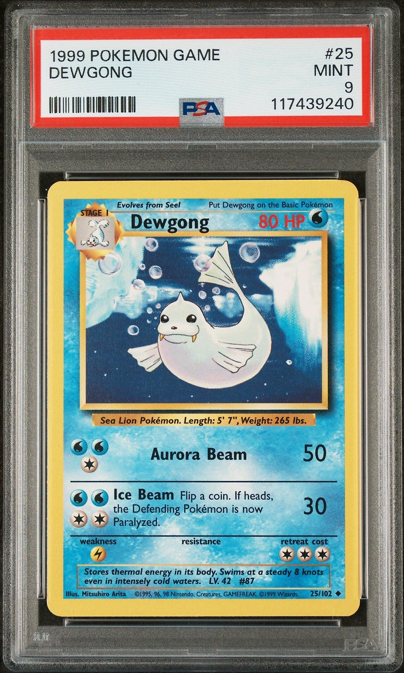1999 Pokemon Game 25 Dewgong PSA 9