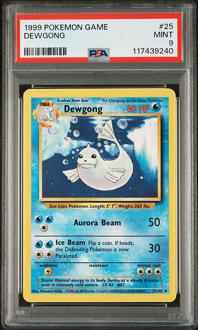 1999 Pokemon Game 25 Dewgong PSA 9