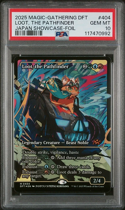 2025 Magic The Gathering Aetherdrift 0404 Loot, The Pathfinder Japan Showcase-foil PSA 10