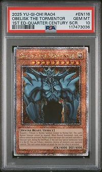 2025 Yu-gi-oh! Ra04-quarter Century Stampede En116 Obelisk The Tormentor 1st Edition-quarter Century Secret Rare PSA 10