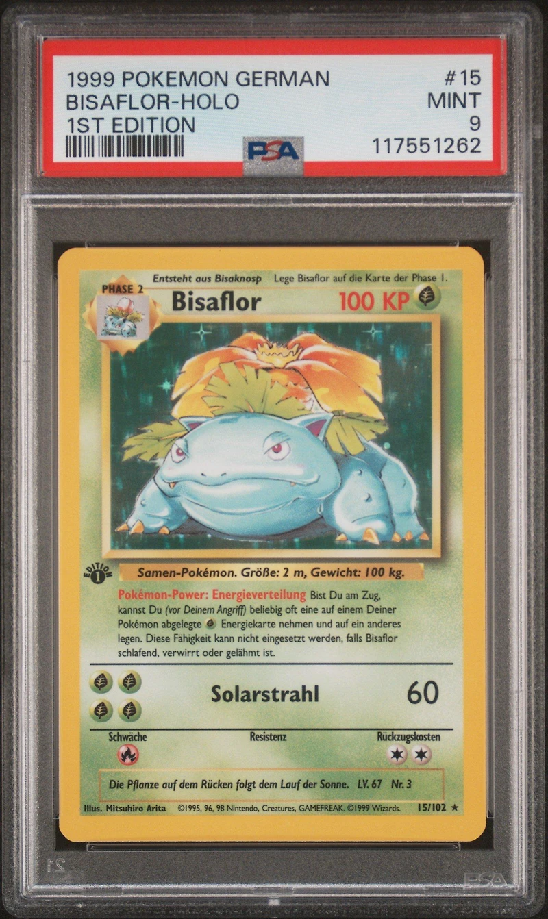 1999 Pokemon German 15 Bisaflor-holo 1st Edition PSA 9