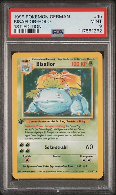 1999 Pokemon German 15 Bisaflor-holo 1st Edition PSA 9