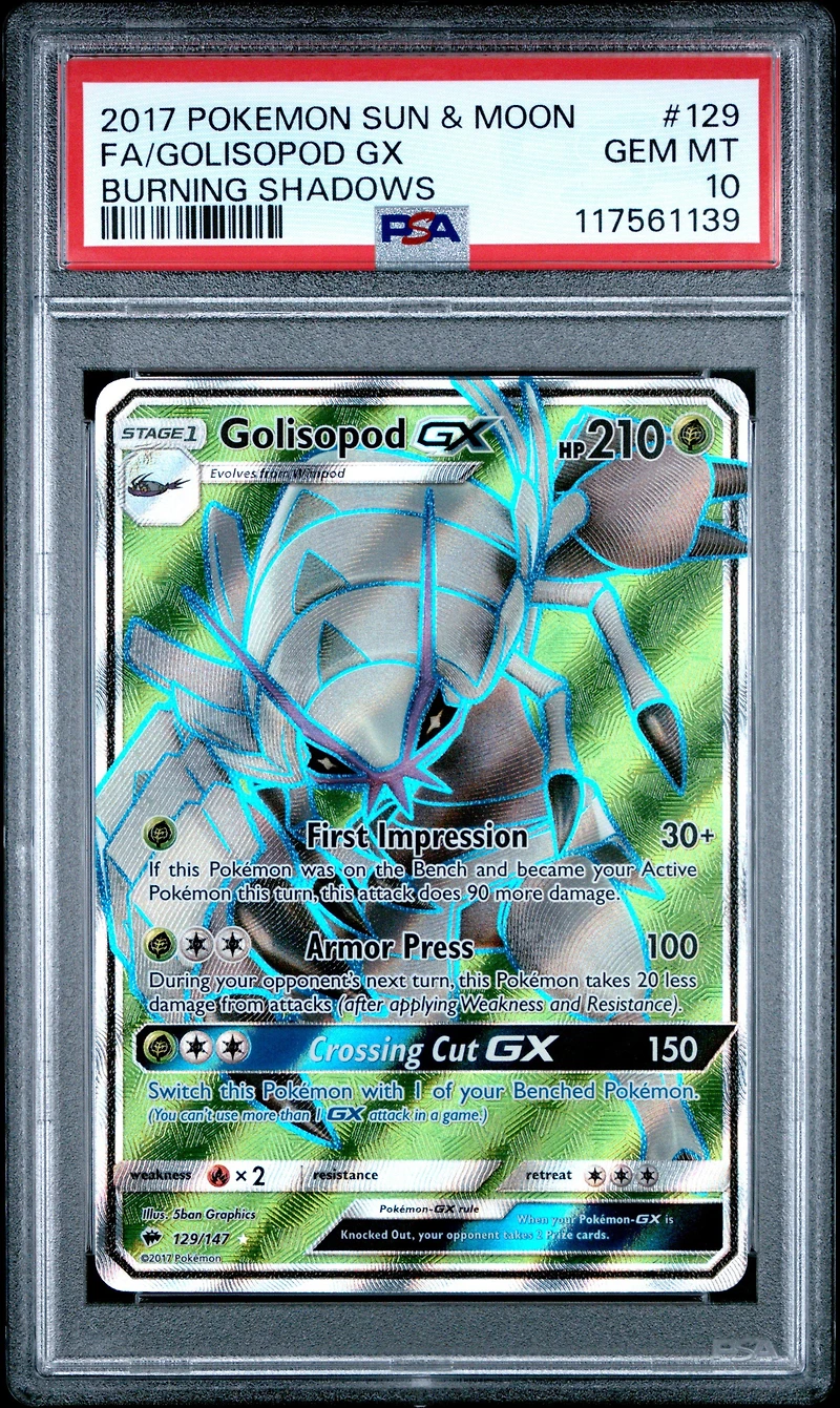 2017 Pokemon Sun & Moon Burning Shadows 129 Full Art/golisopod Gx PSA
