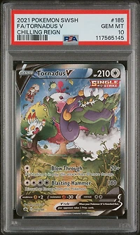2021 Pokemon Sword & Shield Chilling Reign 185 Full Art/tornadus V PSA