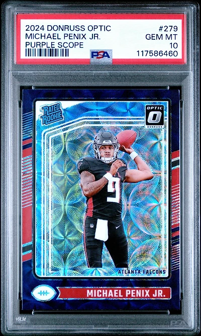 2024 Panini Donruss Optic 279 Michael Penix Jr. Purple Scope PSA