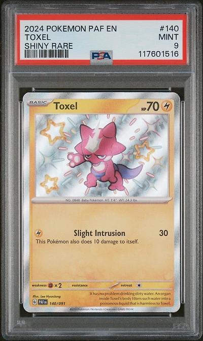 2024 Pokemon Paf En-paldean Fates 140 Toxel Shiny Rare PSA 9