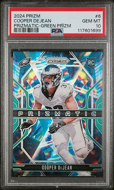2024 Panini Prizm Prizmatic 6 Cooper Dejean Green Prizm PSA 10