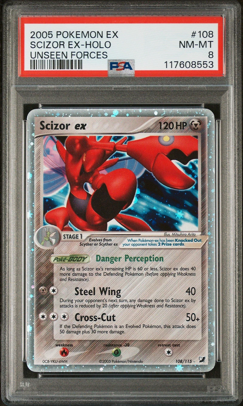 2005 Pokemon Ex Unseen Forces 108 Scizor Ex-holo PSA 8