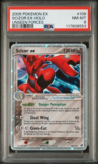 2005 Pokemon Ex Unseen Forces 108 Scizor Ex-holo PSA 8