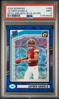 2024 Panini Donruss 389 Jayden Daniels Optic Preview-blue Scope PSA 9