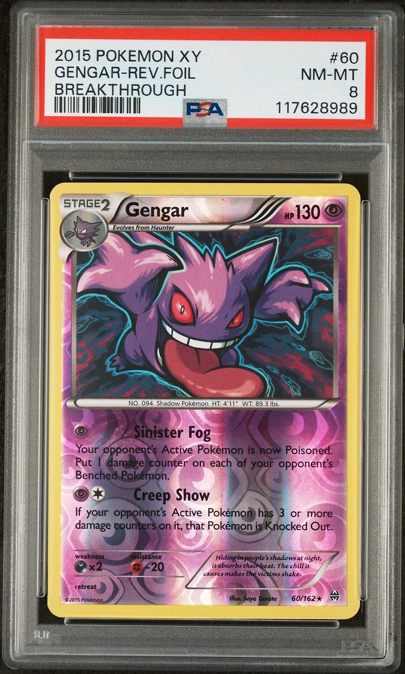 2015 Pokemon Xy Breakthrough 60 Gengar-reverse Foil PSA 8