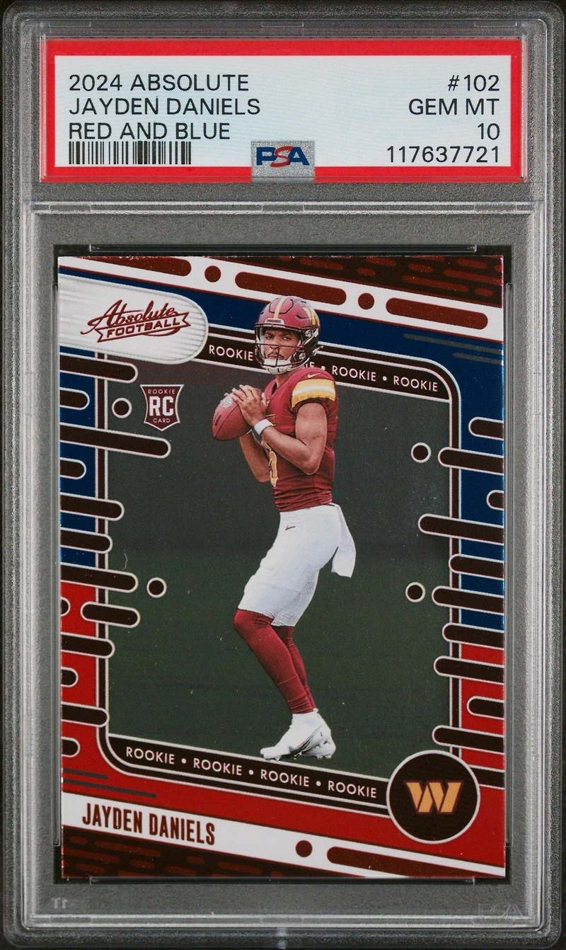 2024 Panini Absolute 102 Jayden Daniels Red And Blue PSA 10