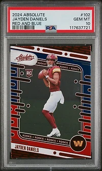 2024 Panini Absolute 102 Jayden Daniels Red And Blue PSA 10