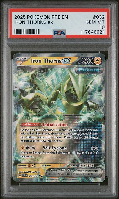 2025 Pokemon Pre En-prismatic Evolutions 032 Iron Thorns Ex PSA 10