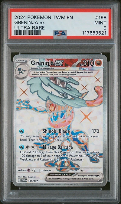 2024 Pokemon Twm En-twilight Masquerade 198 Greninja Ex Ultra Rare PSA