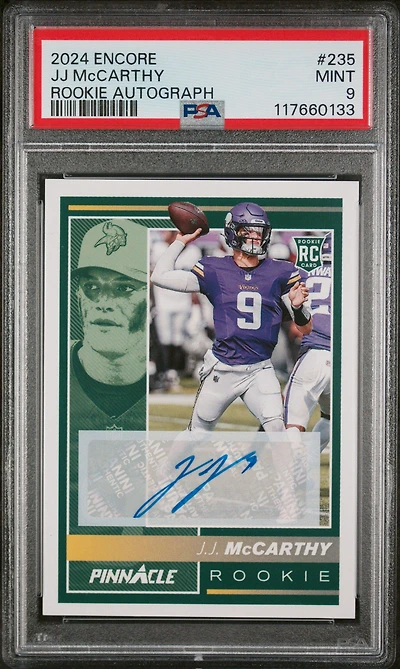 2024 Panini Encore 235 Jj Mccarthy Rookie Autograph PSA 9