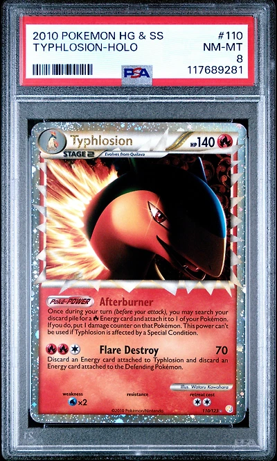 2010 Pokemon Heartgold & Soulsilver 110 Typhlosion-holo PSA 8