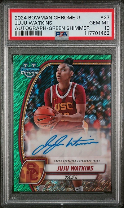 2024 Bowman Chrome University 37 Juju Watkins Autograph-green Shimmer PSA 10