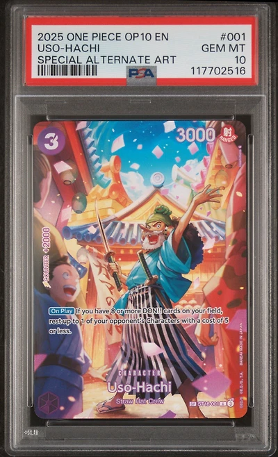 2025 One Piece Op10-royal Blood 001 Uso-hachi Special Alternate Art PSA 10