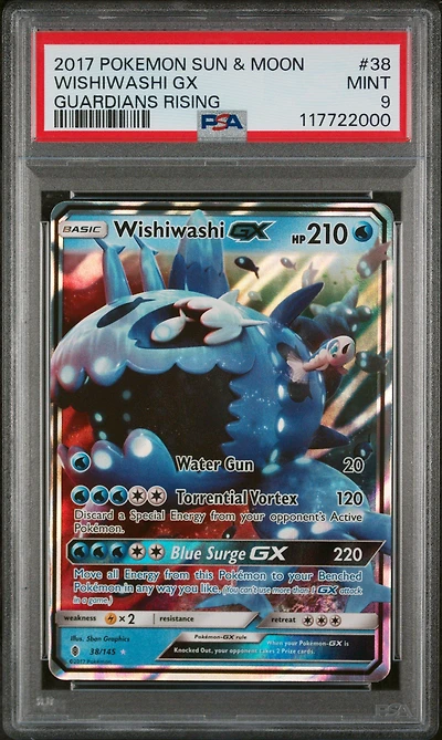 2017 Pokemon Sun & Moon Guardians Rising 38 Wishiwashi Gx PSA