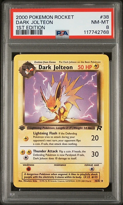 2000 Pokemon Rocket 38 Dark Jolteon 1st Edition PSA