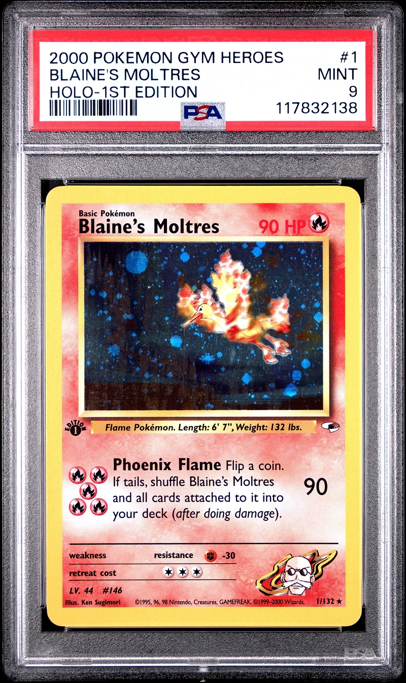 2000 Pokemon Gym Heroes 1 Blaine's Moltres Holo-1st Edition PSA