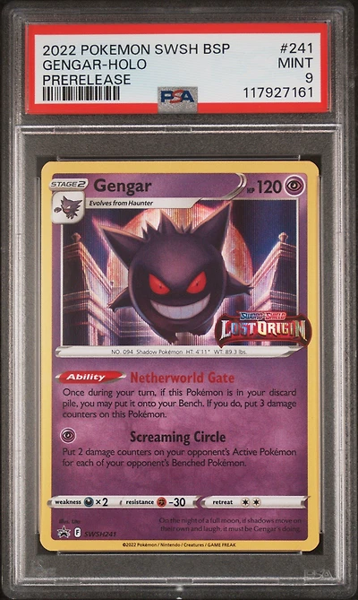 2022 Pokemon Swsh Black Star Promo 241 Gengar-holo Prerelease PSA 9