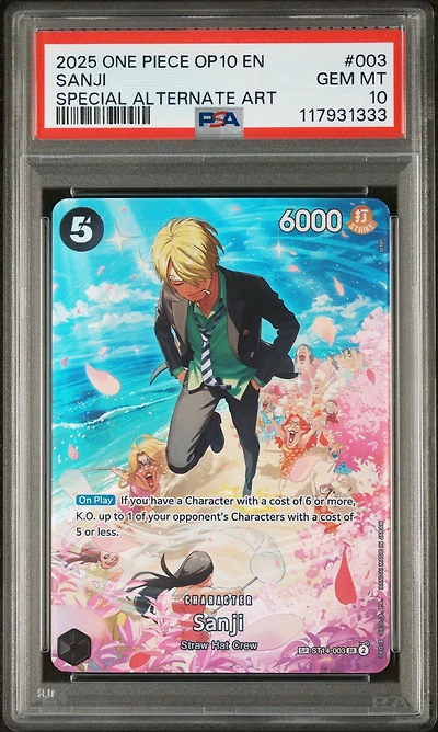 2025 One Piece Op10-royal Blood 003 Sanji Special Alternate Art PSA 10