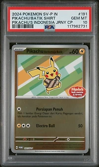 2024 Pokemon Indonesian Sv-p Promo Pikachu In Batik Shirt Pikachu's Indonesia Journey Campaign PSA