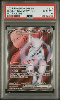 2025 Pokemon Dri En-destined Rivals 213 Team Rocket's Mewtwo Ex Ultra Rare PSA