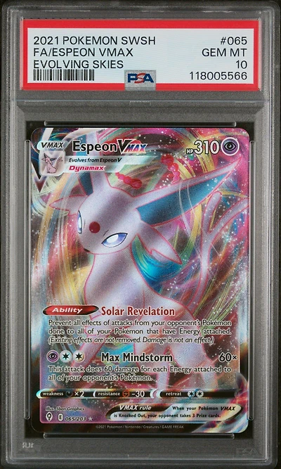 2021 Pokemon Sword & Shield Evolving Skies 065 Full Art/espeon Vmax PSA